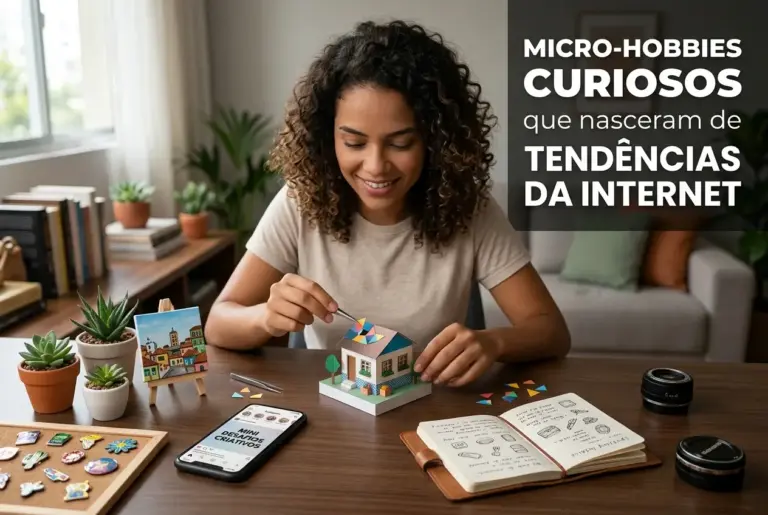 Pessoa de cabelo cacheado montando casinha em hobby criativo na internet