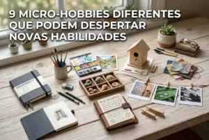 Espaço de trabalho criativo com materiais artísticos e hobbies variados